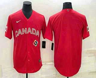 Mens Canada Baseball Blank 2023 Red World With Patch Classic Stitched Jersey->2023 world baseball classic->MLB Jersey